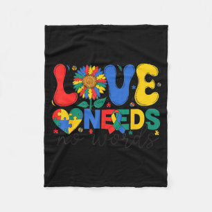 Love needs no words sunflower autism awareness fleece blanket