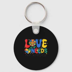 Love needs no words sunflower autism awareness key ring