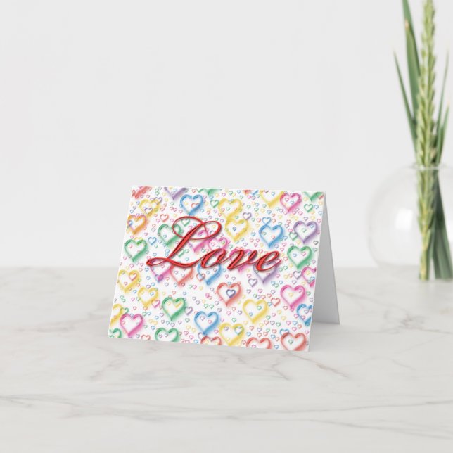 Love Neon Hearts Holiday Card (Front)