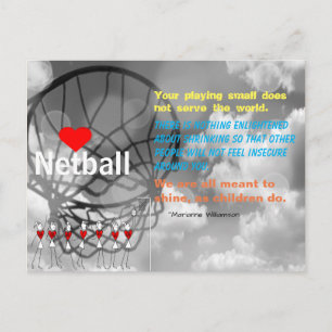 Love Netball Design and Inspirational Quote Postcard