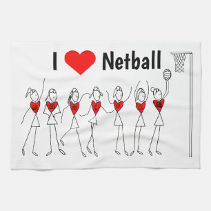 Love Netball Positions Heart Design Tea Towel
