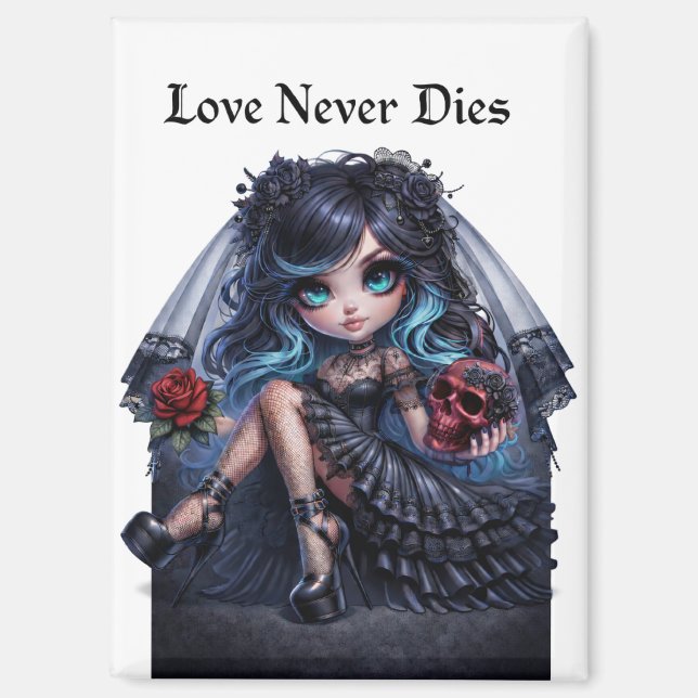 Love Never Dies Gothic Bride Magnet – Dark Romance (Front)