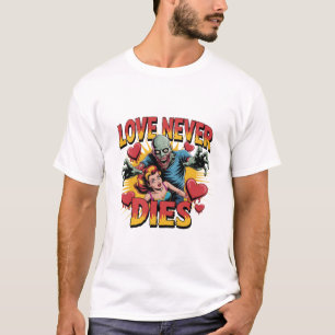 Love Never Dies – Retro Zombie Horror Pin-Up T-Shirt