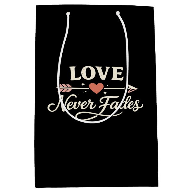 Love Never Fades Right Pointing Matching Couple Medium Gift Bag (Front)