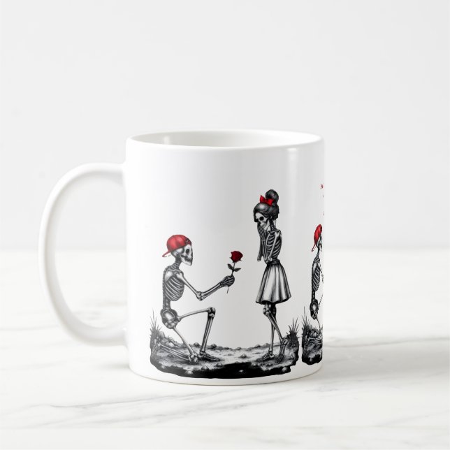 Love Never Fades Skeleton Couple Coffee Mug (Left)