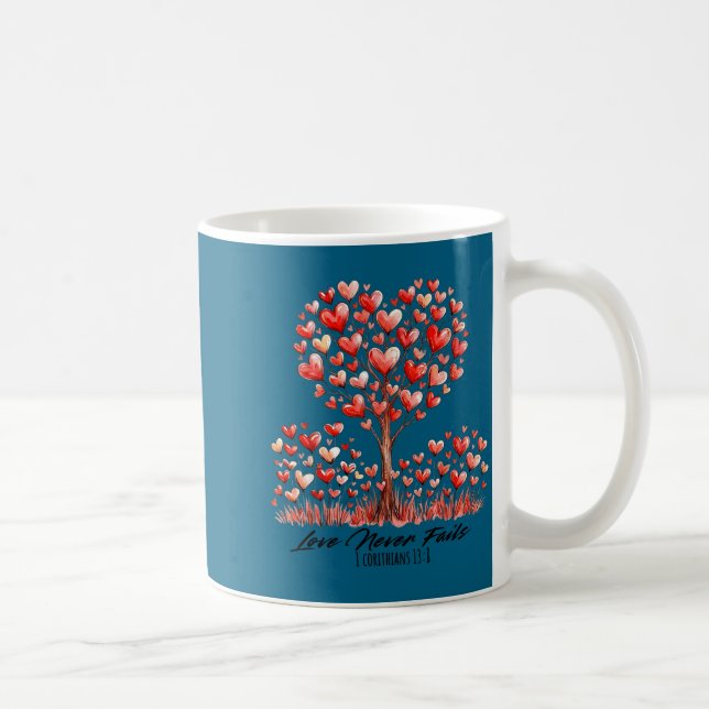 Love never fails 1 corinthians 13_8 heart tree  coffee mug (Right)