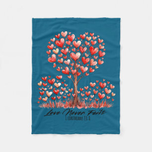 Love never fails 1 corinthians 13_8 heart tree fleece blanket