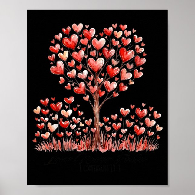 Love Never Fails 1 Corinthians 13_8 Heart Tree Poster (Front)