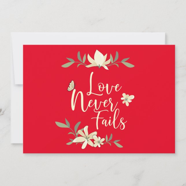 Love Never Fails 1 Corinthians Bible Scripture Thank You Card (Front)