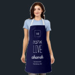 LOVE NEVER FAILS | Ahavah | אהבה Hebrew Apron<br><div class="desc">Simple, elegant Apron with the word LOVE written in Hebrew, plus placeholder Scripture verse. All text is CUSTOMIZABLE, so you can personalise by, for example, replacing the Scripture with your name or favourite message. At the top there is a CUSTOMIZABLE MONOGRAM, which you can replace with your own. Ideal gift...</div>