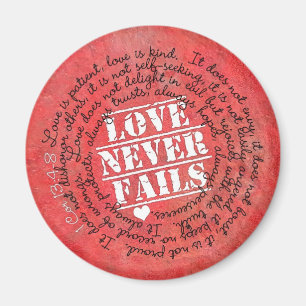 Love Never Fails Bible Verse 1 Corinthians 13:4-8 Magnet