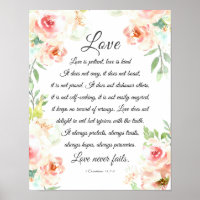 Love Never Fails Bible Verse Blush Floral Wedding