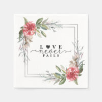 Love Never Fails Bible Verse Pink Flowers Greenery