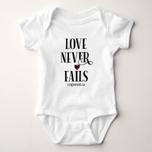 Love Never Fails Christian Bible Verse Baby Bodysuit