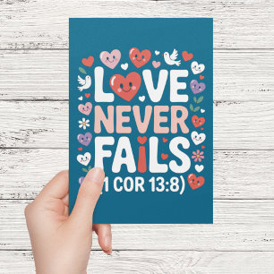 Love Never Fails Christian Bible Verse Card