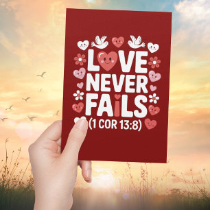 Love Never Fails Christian Valentine Scripture  Card