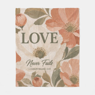LOVE NEVER FAILS | Christian Wedding Gift Fleece Blanket