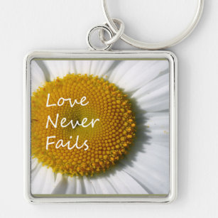 Love Never Fails Daisy 1 Corinthians 13 Key Ring