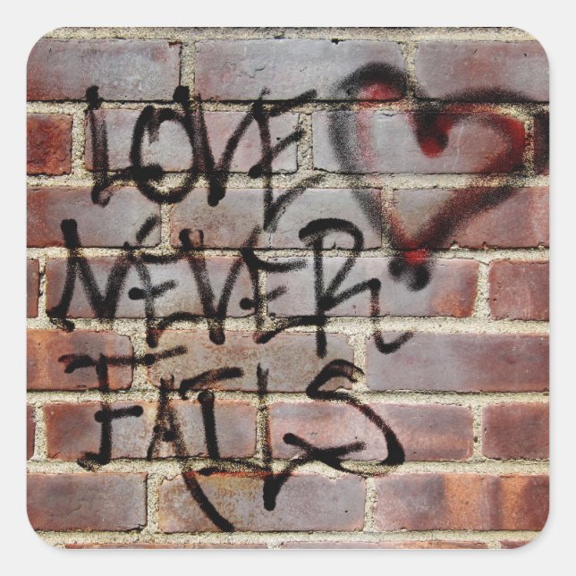 Love Never Fails Graffiti Square Sticker (Front)
