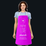 LOVE NEVER FAILS Hot Pink | Ahavah | אהבה Hebrew Apron<br><div class="desc">Simple, elegant HOT PINK Apron with the word LOVE written in Hebrew, plus placeholder Scripture verse. All text is CUSTOMIZABLE, so you can personalise by, for example, replacing the Scripture with your name or favourite message. At the top there is a CUSTOMIZABLE MONOGRAM, which you can replace with your own....</div>