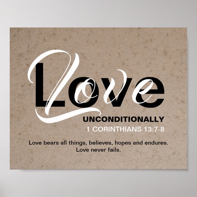 LOVE NEVER FAILS Inspirational Christian Scripture Poster (Front)