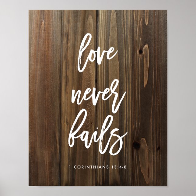 Love Never Fails on Faux Wood | Poster (Front)