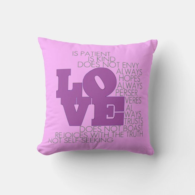 Love Never Fails Pillow (pink) (Front)