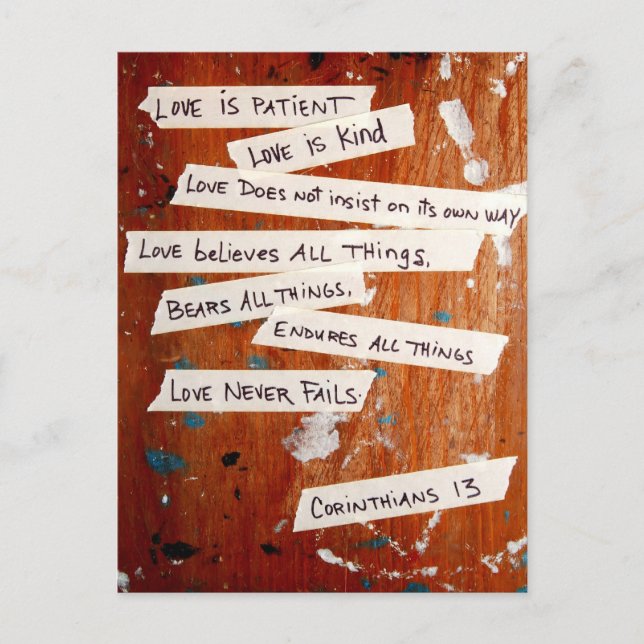 Love Never Fails Postcard (Front)