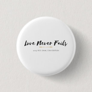 Love Never Fails Regional Convention, white 3 Cm Round Badge
