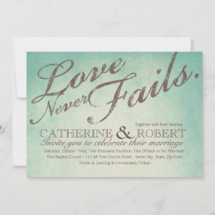 Love Never Fails Rustic Wedding Invitation