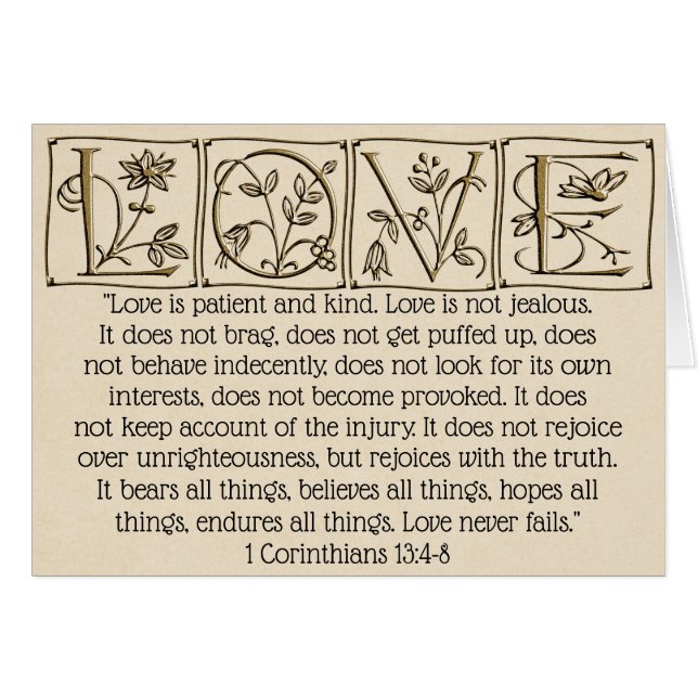 Love Never Fails ~ Scripture~Gold (Front Horizontal)