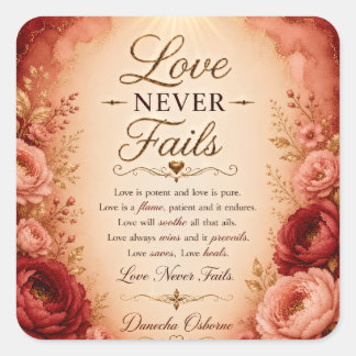 Love Never Fails Square Sticker