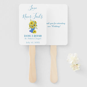 Love Never Fails Sunflower themed Wedding Hand Fan