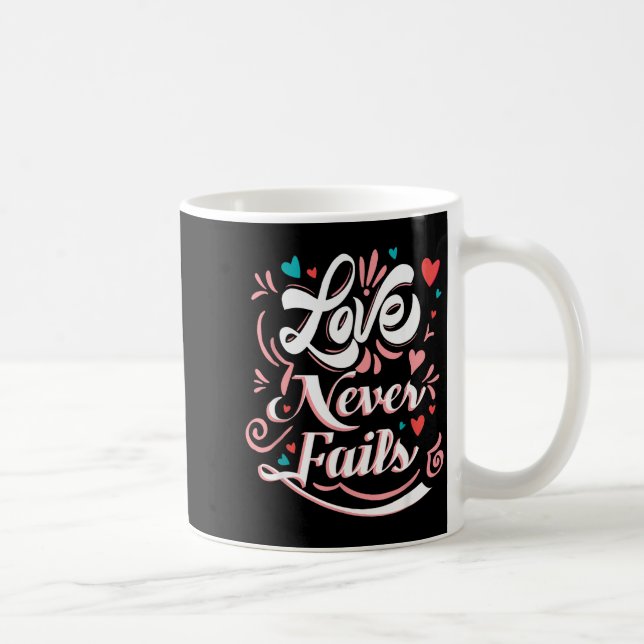 Love Never Fails Valentines Day  Coffee Mug (Right)
