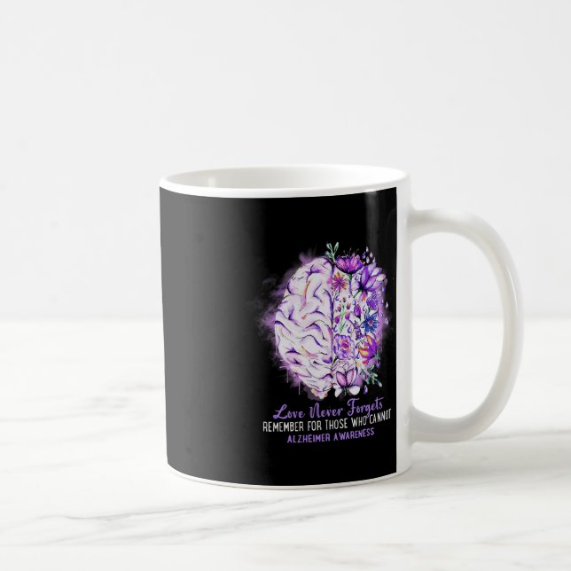 Love Never Forgets Alzheimer's Awareness Brain Dis Coffee Mug (Right)