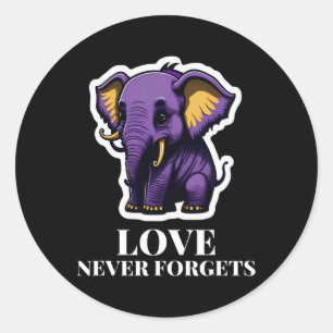 Love Never Forgets Elephant For Girls Alzheimer's Classic Round Sticker