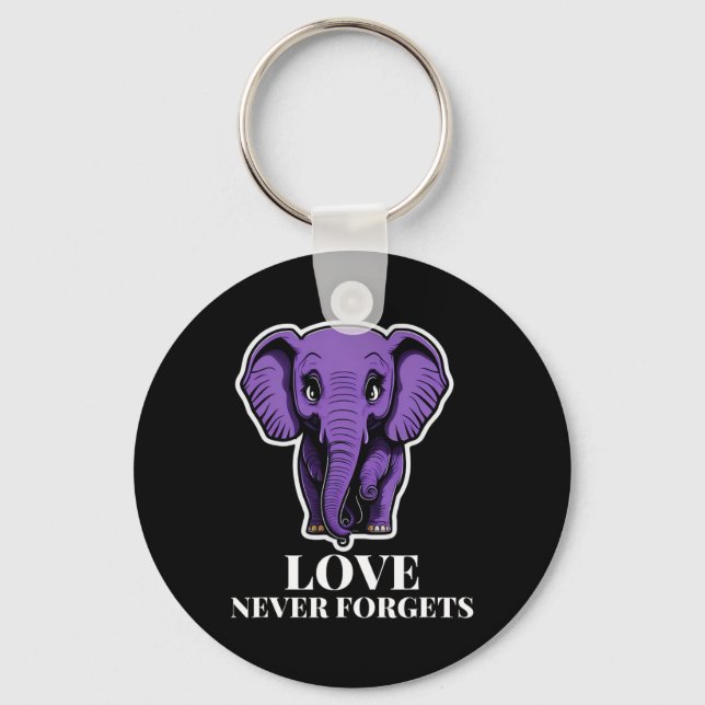 Love Never Forgets Elephant For Woman Alzheimer's  Key Ring (Front)