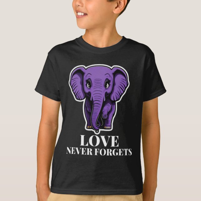 Love Never Forgets Elephant For Woman Alzheimer's  T-Shirt (Front)