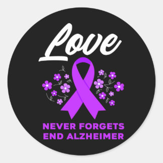 Love Never Forgets End Alzheimer Alzheimer's Aware Classic Round Sticker