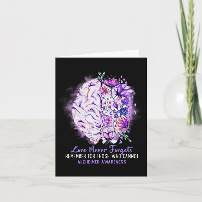 Love Never Forgets Heimerheimer's Awareness Brain  Card (Front)