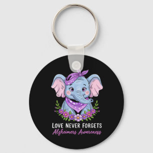 Love Never Forgets heimers Awareness Elephant Key Ring