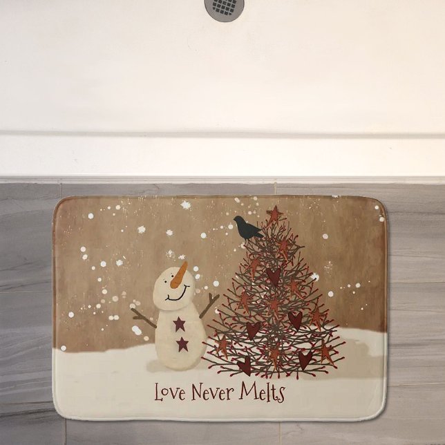 Love Never Melts Snowman Bath Mat (Creator Uploaded)