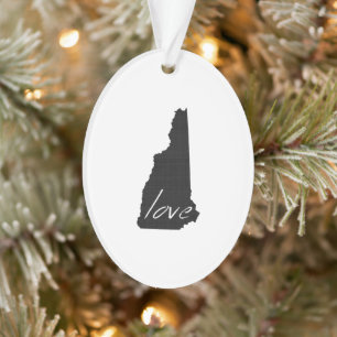Love New Hampshire Shaped Black Chalkboard Ornament