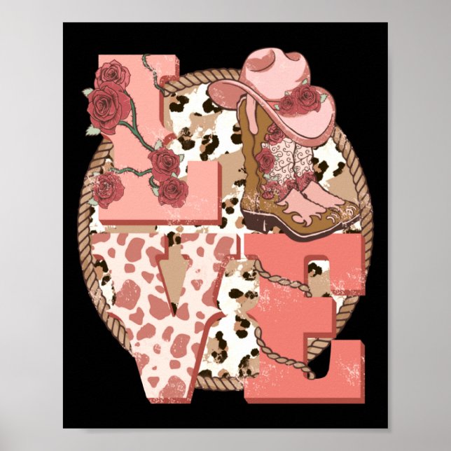 Love Nge Vintage Western Valentines Day  Poster (Front)