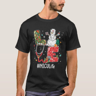 Love NICU Life Stethoscope Snowman Christmas Vacci T-Shirt