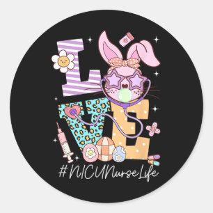 Love Nicu Nurse Easter Bunny Eggs Stethoscope Cute Classic Round Sticker