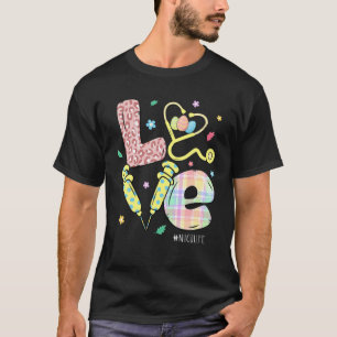 LOVE NICU Nurse Life Stethoscope Leopard Easter Eg T-Shirt
