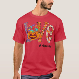 Love Niece Life Halloween Pumpkin Art Candy Funny T-Shirt