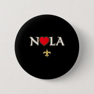 Love Nola New Orleans Fleur De Lis Heart Nola  6 Cm Round Badge