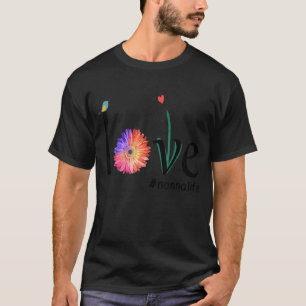 Love Nonnalife Watercolor Flower Bird Grandma Moth T-Shirt